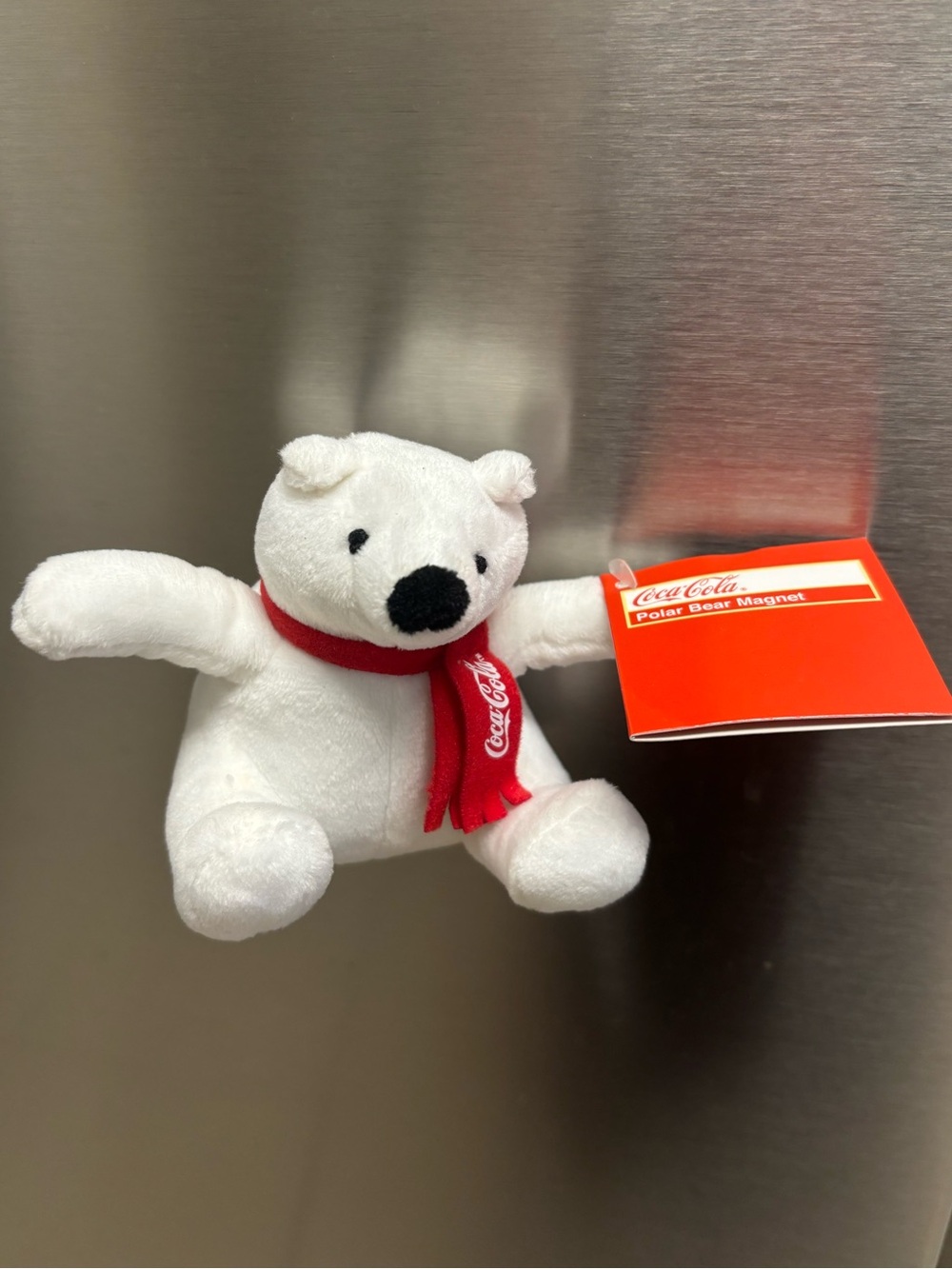 3/$20 Coca-Cola Bear Magnet White Plush Polar Bear with Red Scarf